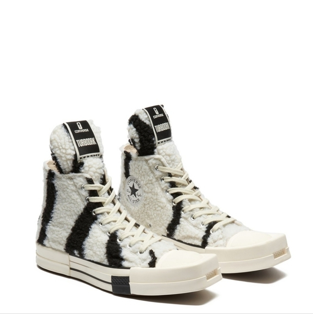 Rick Owens DRKSHDW TURBODRK chuck 70s high zebra sneaker 9